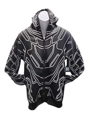 Time Space Black Panther Style Full Face Zip-Up Cosplay Hoodie Men's Size Small